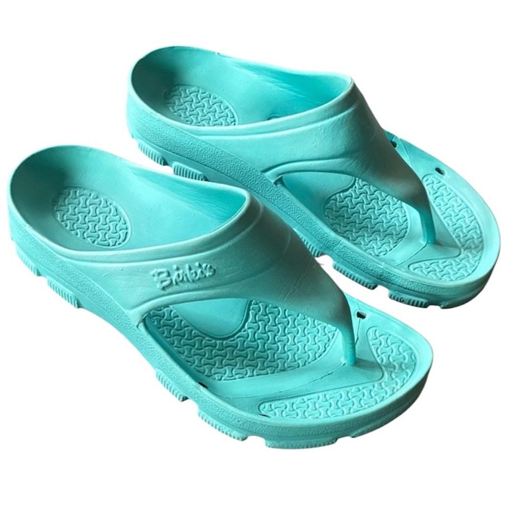 Birkis by Birkenstock blue rubber flip flip sandals size 8